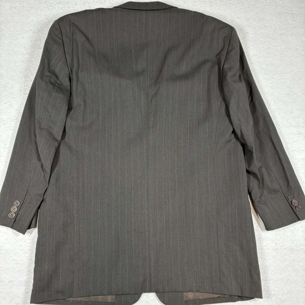 Vintage 90s Giorgio Armani Le Collezioni Brown Pinstripe Blazer Suit Jacket 42R